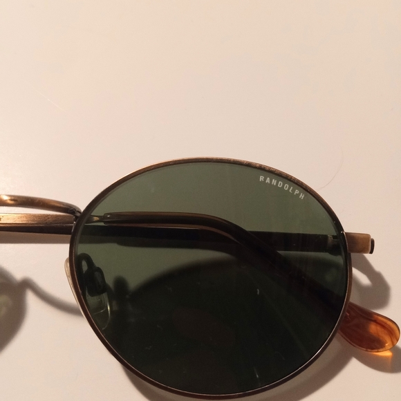 Vintage RANDOLPH ENGINEERING USA 23K  Gold  Plated Round Sunglasses - Picture 5 of 8